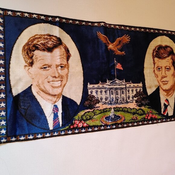 60's Vintage John F. Kennedy & Robert Kennedy USA President Rug Tapestry… - Picture 3 of 7